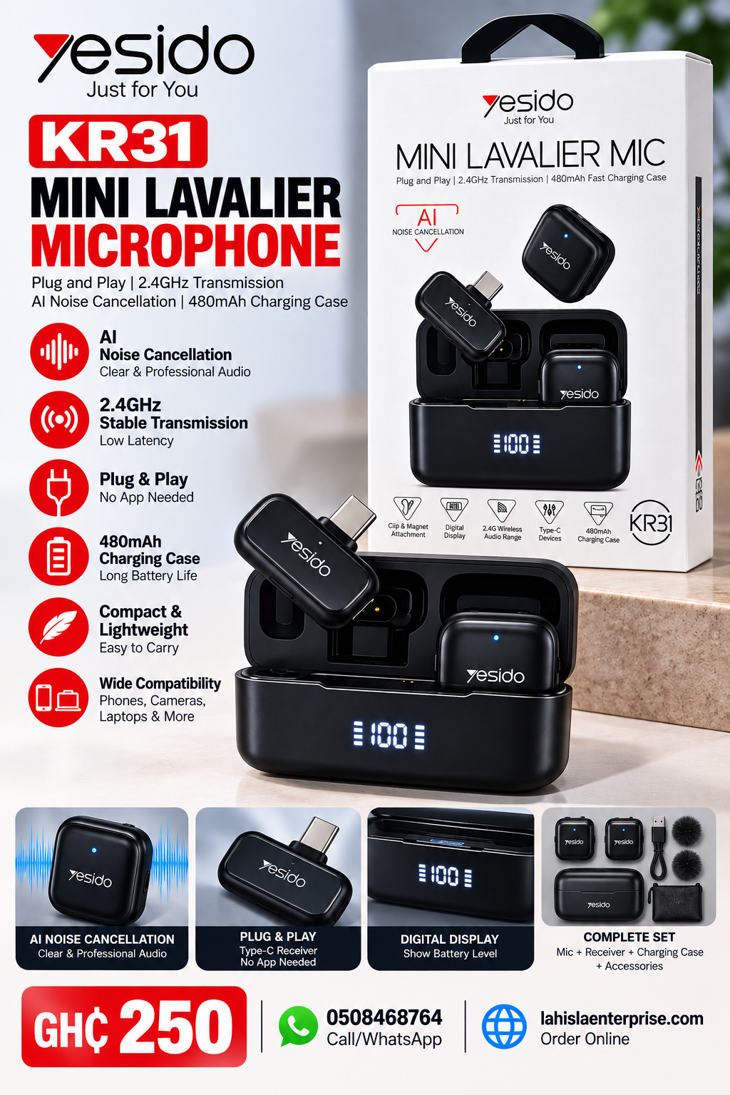 YESIDO KR31 Mini Lavalier Microphone
