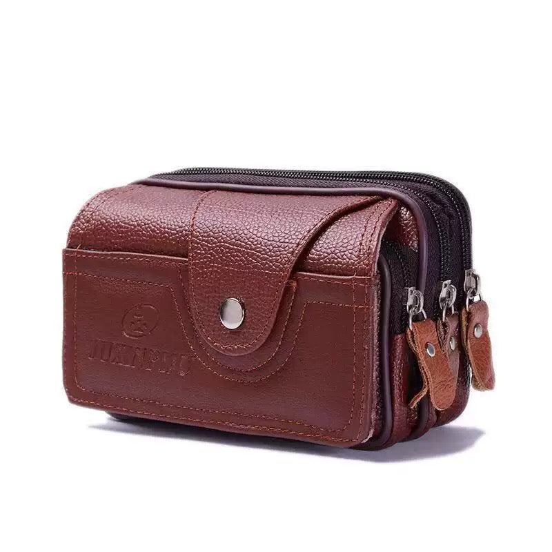 Premium Leather Waist Bag – Multi-Pocket Design