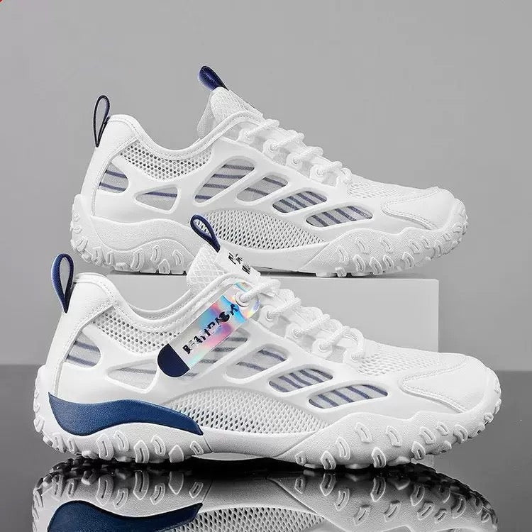 Breathable Mesh Sports Sneakers – White & Blue