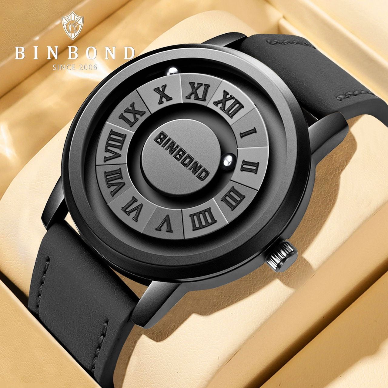 Product: Binbond Luxury Quartz Watch – Leather Strap