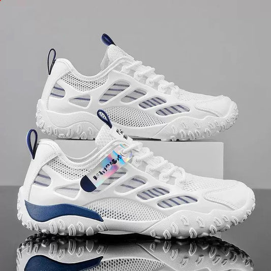 Breathable Mesh Sports Sneakers – White & Blue