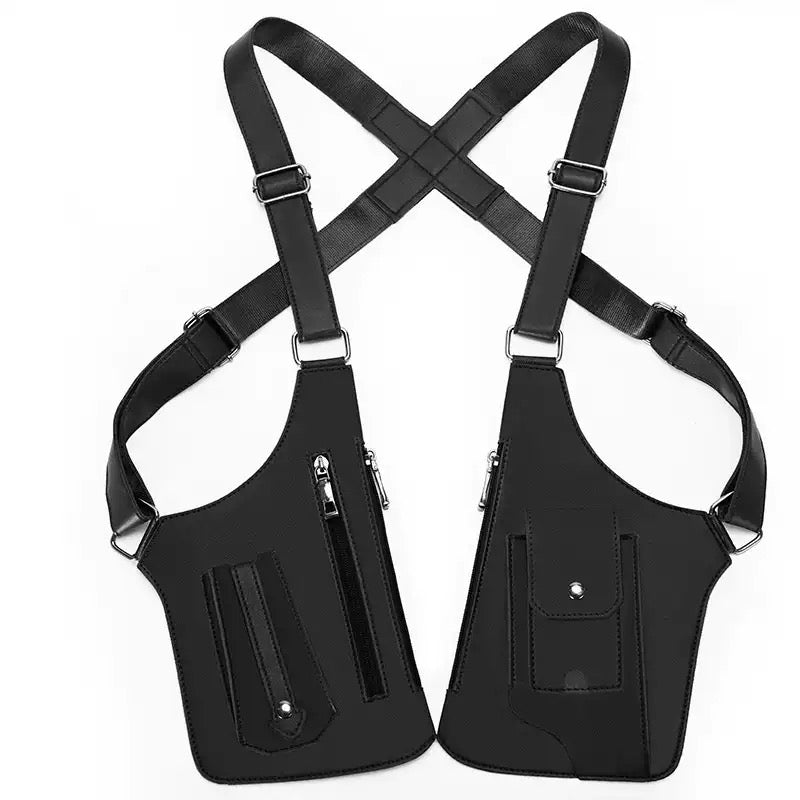 Premium Leather Crossbody Chest Bag – Multi-Pocket Design
