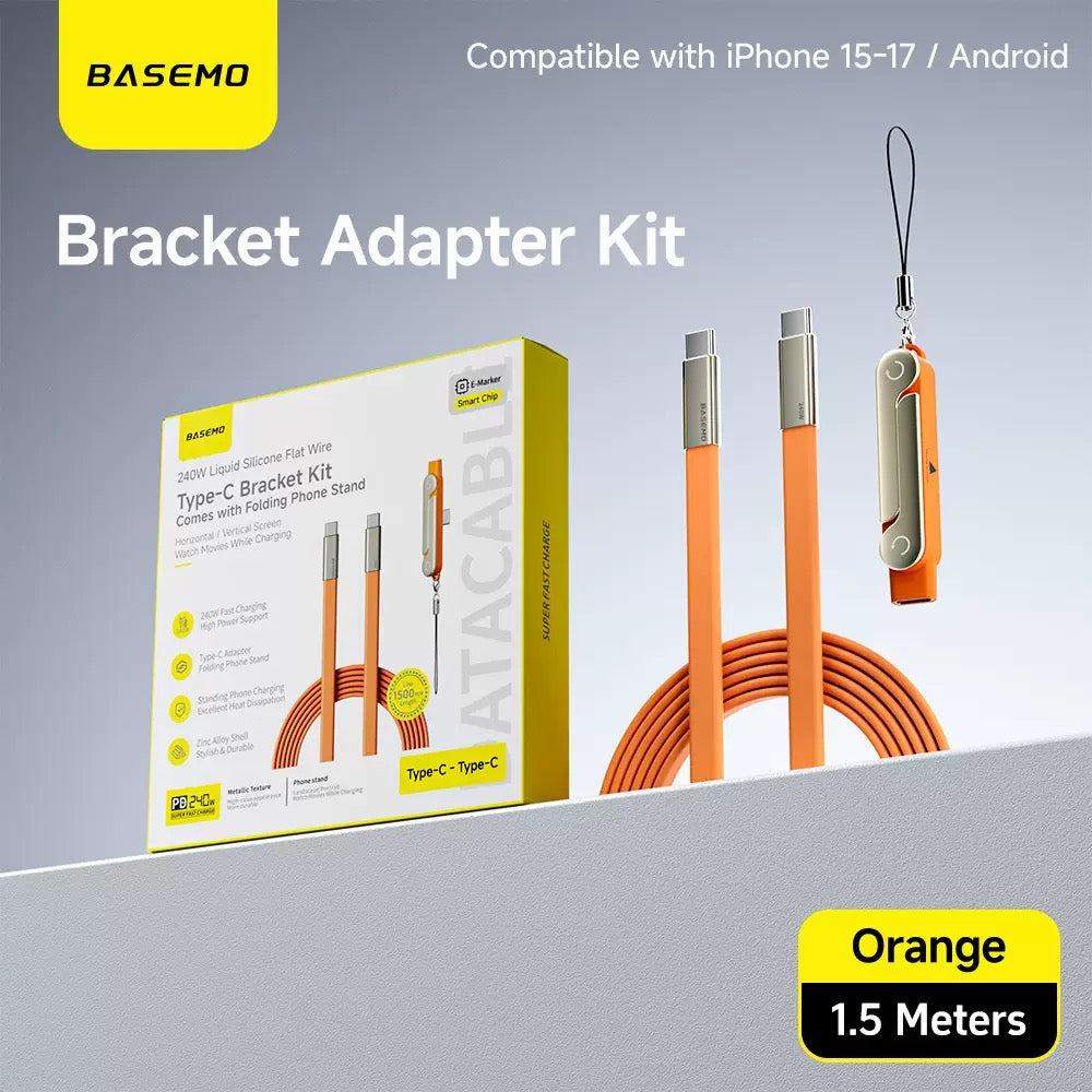 BASEMO 240W Type-C Fast Charging Cable with Folding Stand