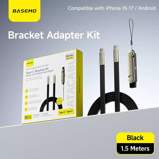 BASEMO 240W Type-C Fast Charging Cable with Folding Stand