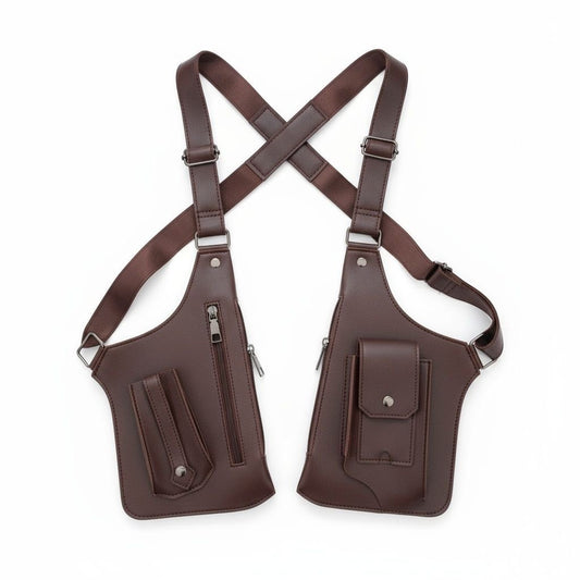 Premium Leather Crossbody Chest Bag – Multi-Pocket Design