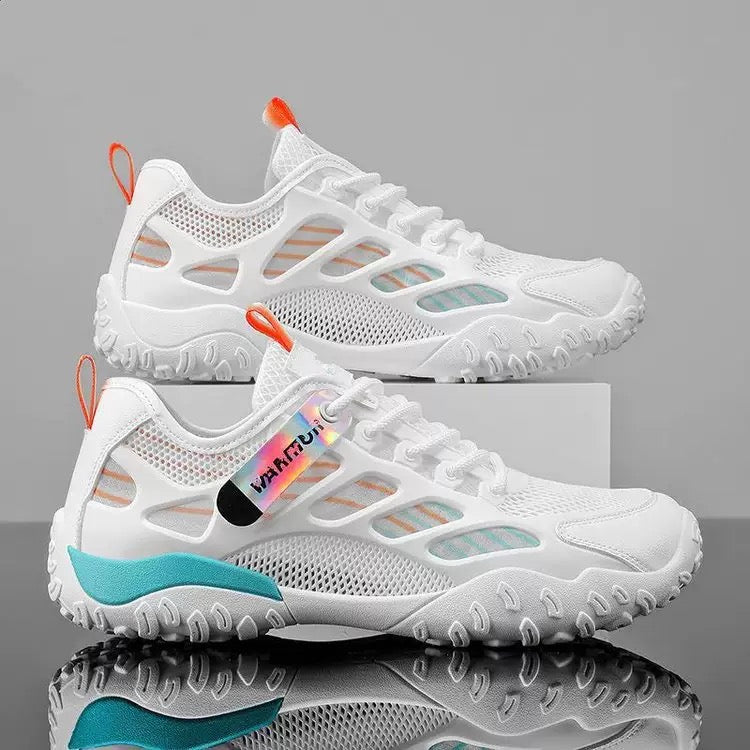 Breathable Mesh Sports Sneakers – White & Blue