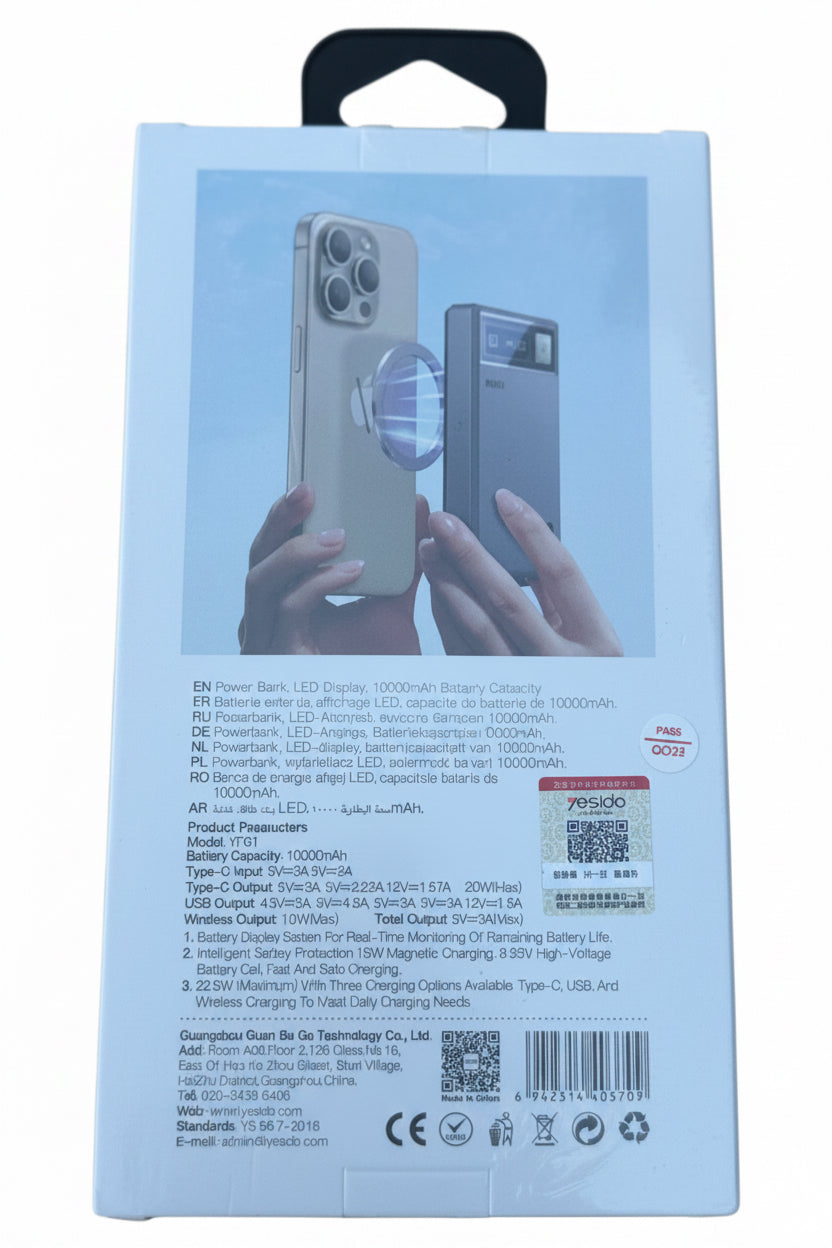 Yesido YP61 10000mAh Magnetic Wireless Power Bank