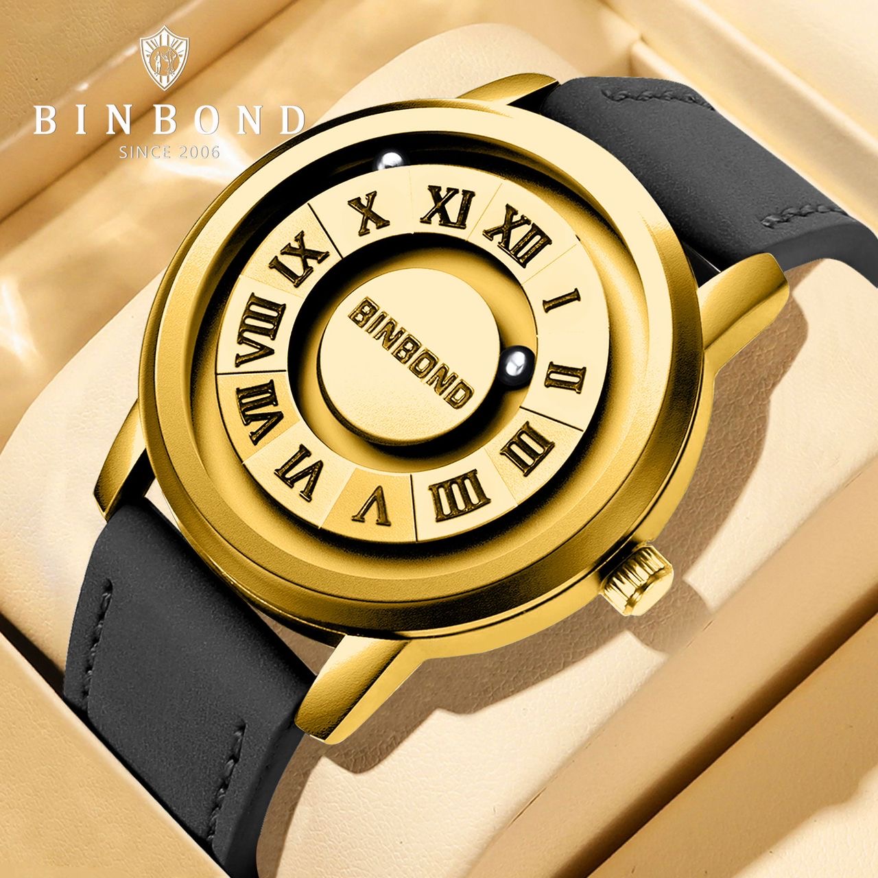 Product: Binbond Luxury Quartz Watch – Leather Strap